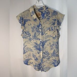 CHASER GAUZE FLUTTER SLEEVE French toile SHIRT